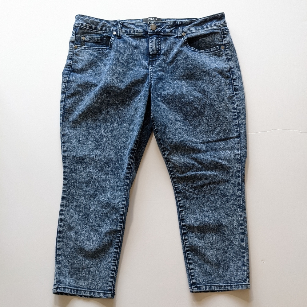 Torrid Denim Blue Acid Wash Cropped Jeans Plus Size 18